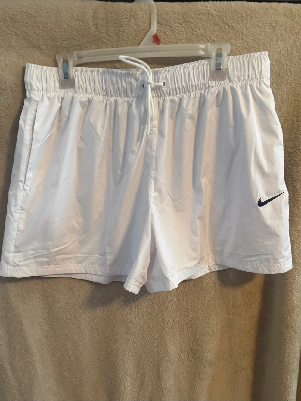 Nike White Women's Athletic Drawstring Shorts with Swoosh
